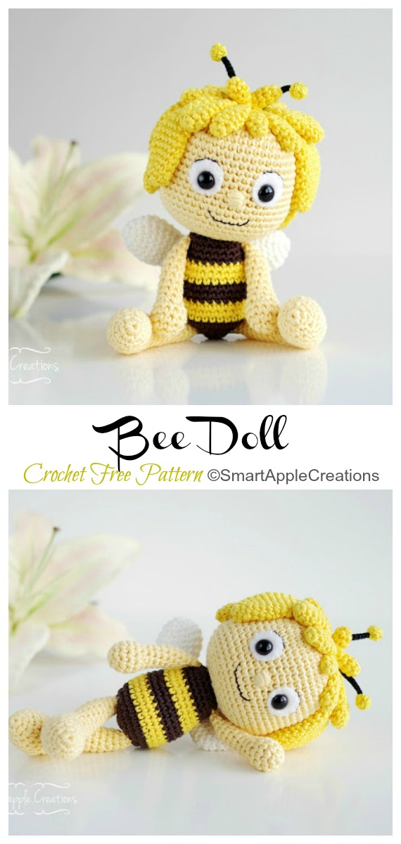 Amigurumi Bee Doll Crochet Free Patterns - Crochet #Dolls; #Amigurumi; Free Patterns 
