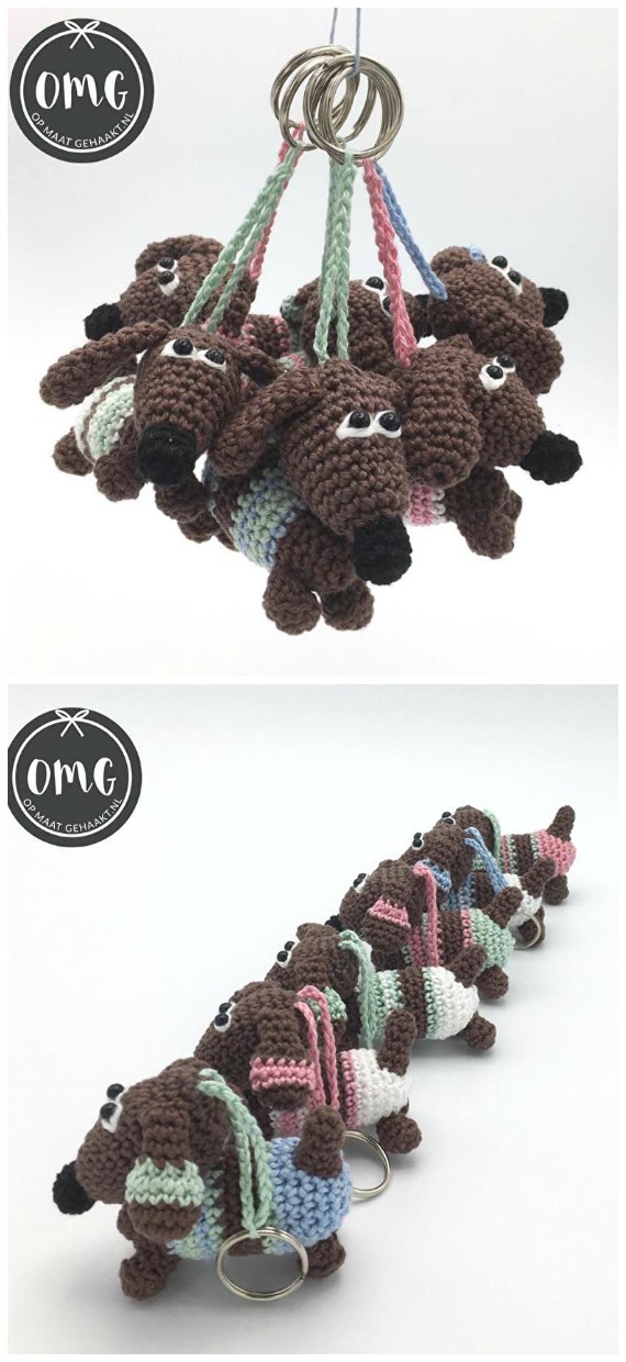 Amigurumi Dachshund Dog Keychain Crochet Free Pattern  - #Valentine; #Amigurumi; Free Crochet Patterns