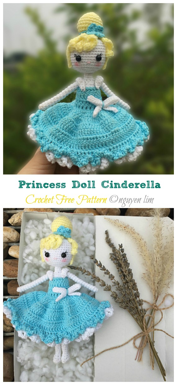 Amigurumi Princess Doll  Cinderella Crochet Free Patterns - Crochet #Dolls; #Amigurumi; Free Patterns 