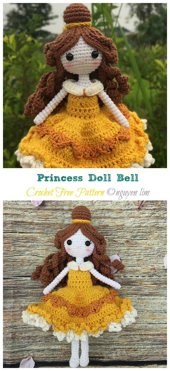  Amigurumi Princess Doll Belle Crochet Free Patterns - Crochet #Dolls; #Amigurumi; Free Patterns 