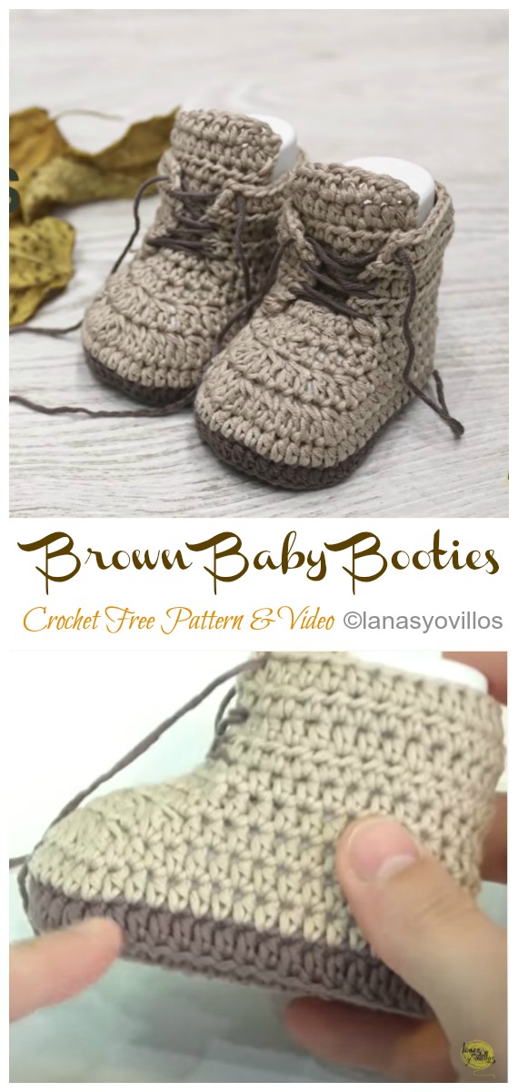 Brown Baby Booties Crochet Free Pattern [Video] - Baby #Booties; Free #Crochet; Patterns