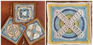 Denna Square Crochet Free Pattern - Afghan #Block; Square Free #Crochet; Patterns