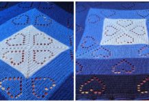 Fillet Heart Square Lace Blanket Crochet Free Pattern - #Heart; #Blanket; #Crochet Free Patterns