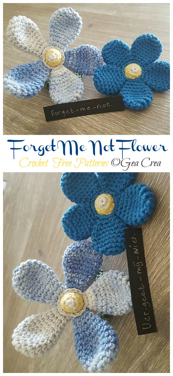 Easy Forget Me Not Flower Crochet Free Patterns -Easy #Crochet #Flower Appliques Free Patterns
