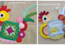 Freeform Hen Applique Crochet Free Pattern - #Animal; Applique Free #Crochet; Patterns