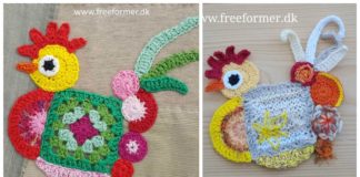 Freeform Hen Applique Crochet Free Pattern - #Animal; Applique Free #Crochet; Patterns