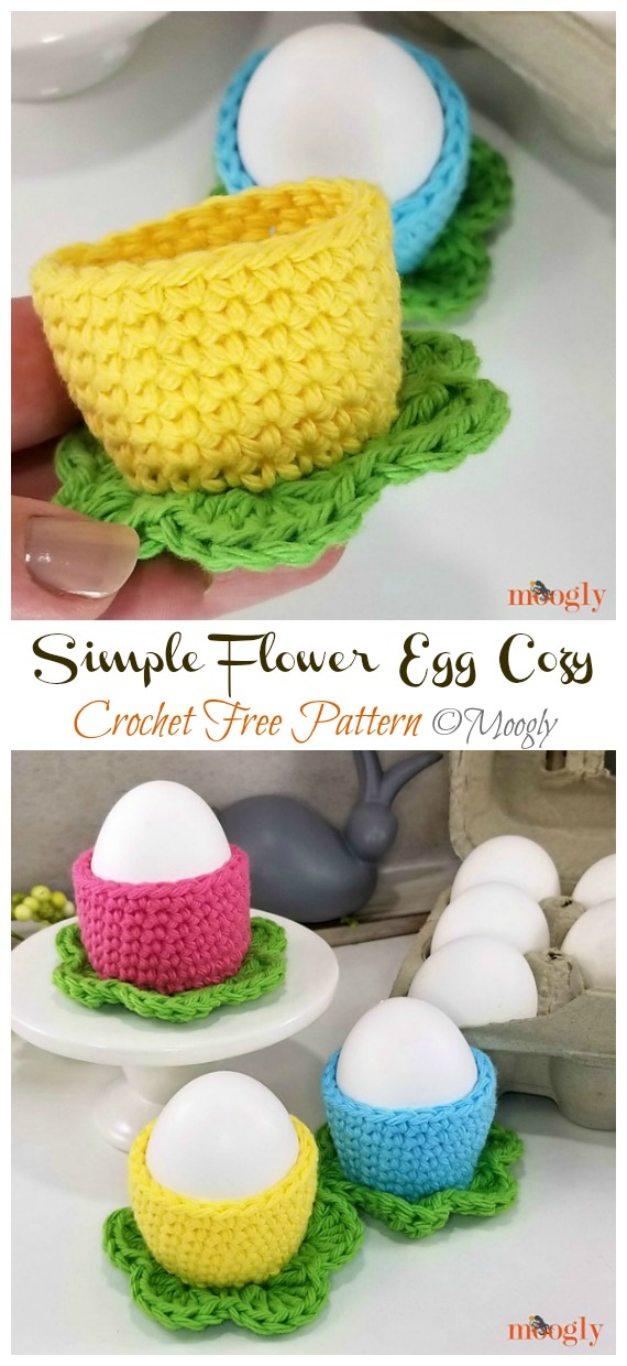Simple Flower Egg Cozy Crochet Free Pattern - Fun #Easter; Egg Cozy #Crochet; Free Patterns