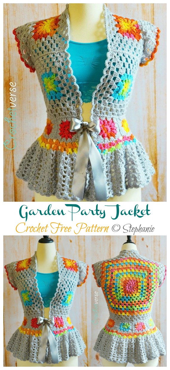 Garden Party Jacket Crochet Free Pattern - Spring&Summer Women #Cardigan; Free #Crochet; Patterns