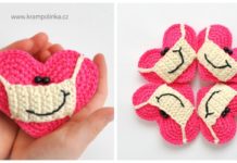 Heart with Facemask Crochet Free Pattern - #Amigurumi; 3D #Heart; Free Crochet Patterns