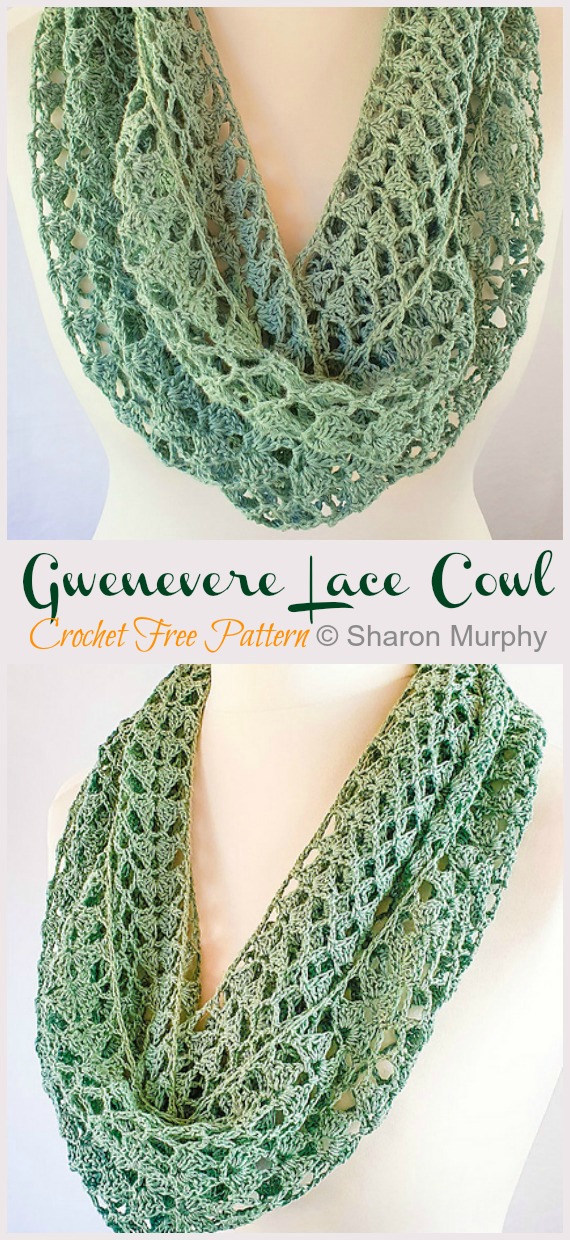 Gwenevere Lace Cowl Crochet Free Pattern - Women #Cowl; Free #Crochet; Pattern