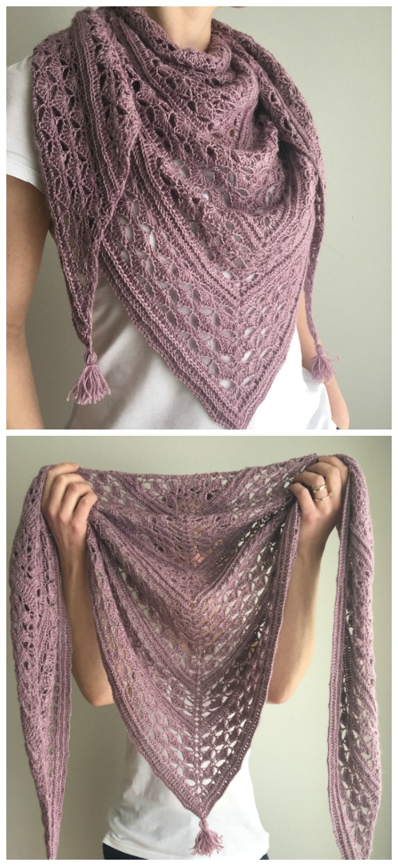 Felicita Lace Shawl Crochet Free Pattern - Women Lace #Shawl; Free #Crochet; Patterns