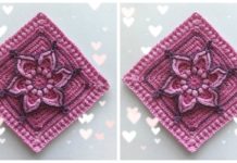 Lotus Granny Square Crochet Free Pattern - #Granny; Square Free #Crochet; Patterns