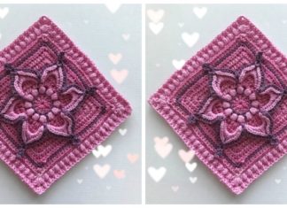 Lotus Granny Square Crochet Free Pattern - #Granny; Square Free #Crochet; Patterns