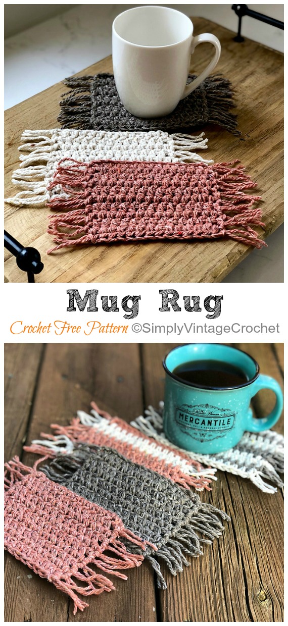 Mug Rug Crochet Free Pattern - Easy #Crochet Coaster Free Patterns