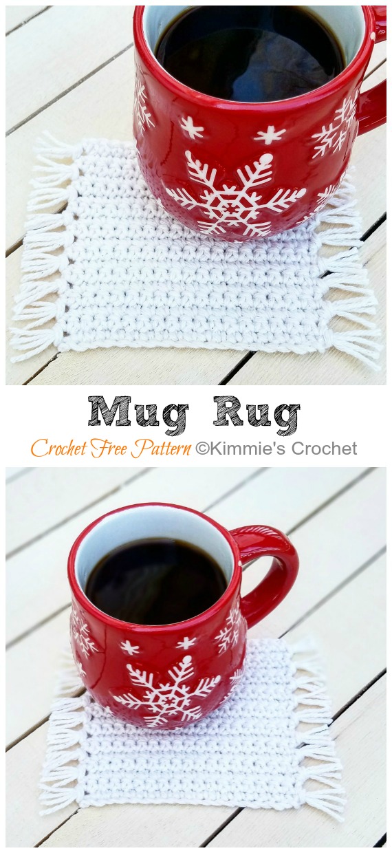 Mug Rug Crochet Free Pattern - Easy #Crochet Coaster Free Patterns