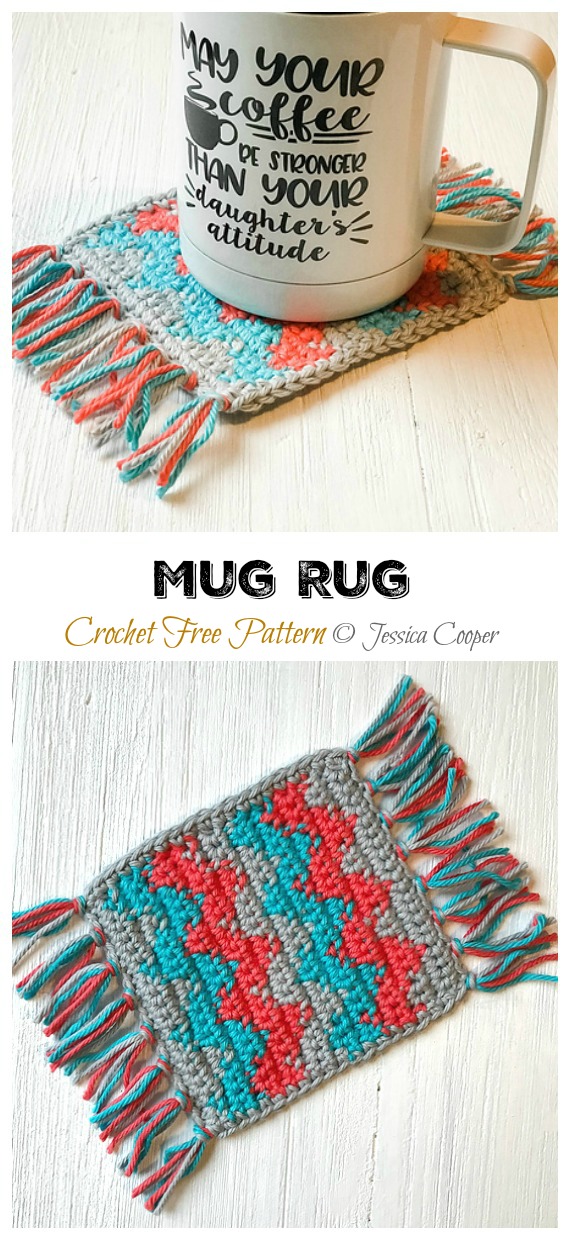 Mug Rug Crochet Free Pattern - Easy #Crochet Coaster Free Patterns