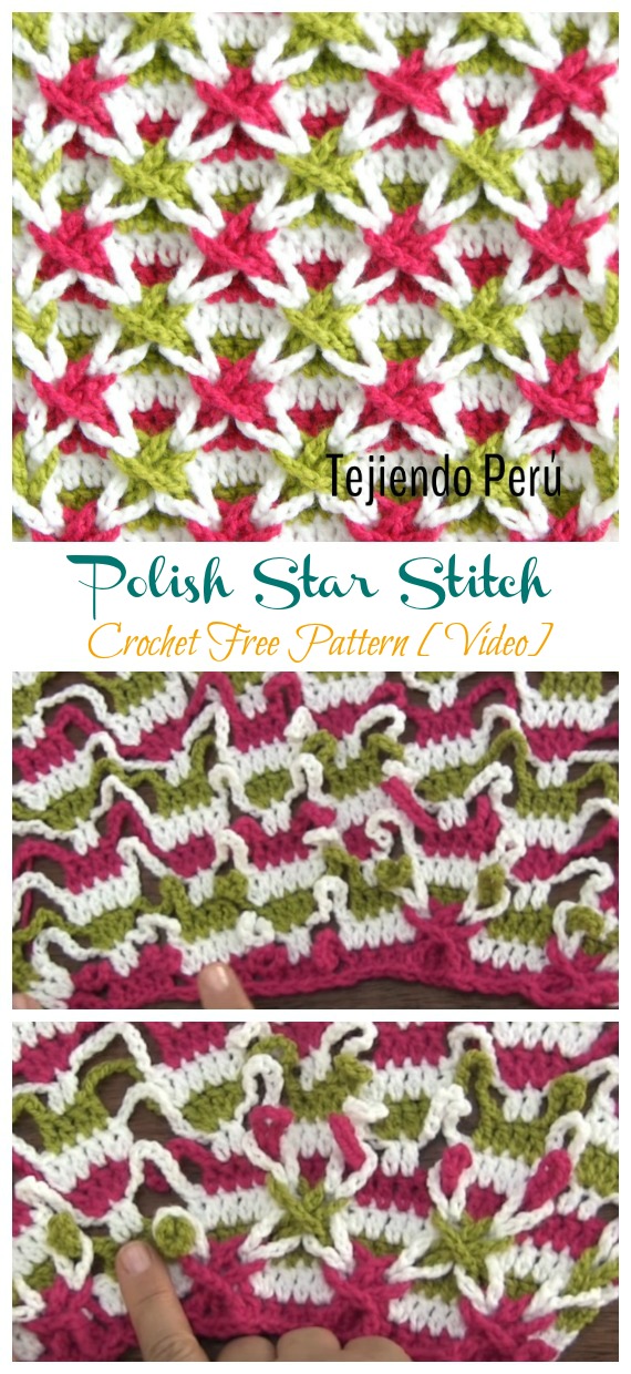 Polish Star Stitch Crochet Free Pattern [Video] - New #Stitch; Free #Crochet; Patterns