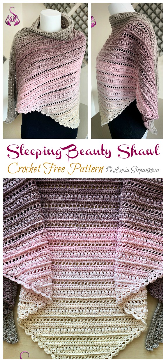 Sleeping Beauty Shawl Crochet Free Pattern - Women Lace #Shawl; Free #Crochet; Patterns