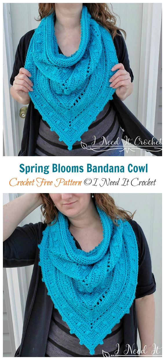 Spring Blooms Bandana Cowl Crochet Free Pattern - Women #Cowl; Free #Crochet; Pattern