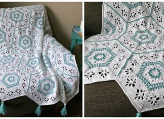 Succulent Spring Hexagon Afghan Crochet Free Pattern - #Hexagon; Blankets Free #Crochet; Patterns