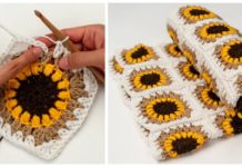 Sunflower Blanket Crochet Free Pattern - #Granny; Square #Blanket; Free #Crochet; Patterns