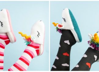 Unicorn Slippers Crochet Free Pattern -#Crochet; Adult #Slippers; Free Patterns