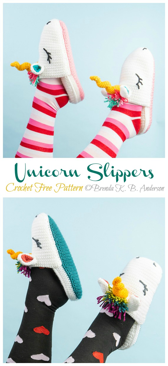 Unicorn Slippers Crochet Free Pattern -#Crochet; Adult #Slippers; Free Patterns
