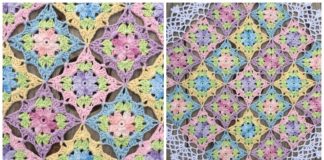 Wild Flower Lace Square Crochet Free Pattern - #Granny; Square #Blanket; Free #Crochet; Patterns