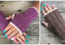 Ribbed Wrist Warmers Crochet Free Pattern - Mitts Fingerless Gloves Free #Crochet; Patterns