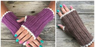 Ribbed Wrist Warmers Crochet Free Pattern - Mitts Fingerless Gloves Free #Crochet; Patterns