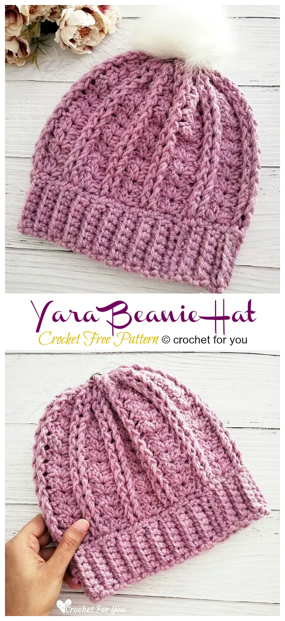 Yara Beanie Hat Crochet Free Pattern - Adult Beanie #Hat; #Crochet; Free Patterns