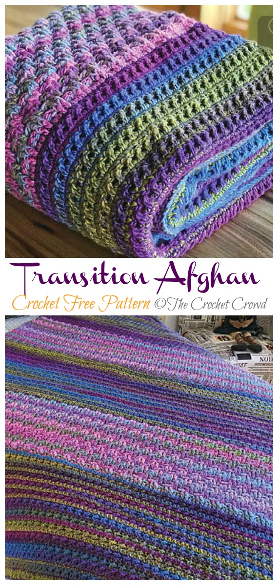 Textured Transition Afghan Blanket Crochet Free Pattern [Video]