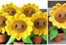 Amigurumi Happy Sunflower Crochet Free Pattern - Crochet Plants #Amigurumi Free Patterns