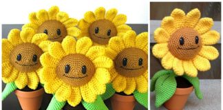 Amigurumi Happy Sunflower Crochet Free Pattern - Crochet Plants #Amigurumi Free Patterns