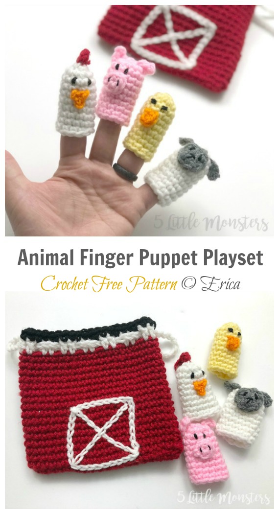 Animal Finger Puppet Playset Crochet Free Pattern
