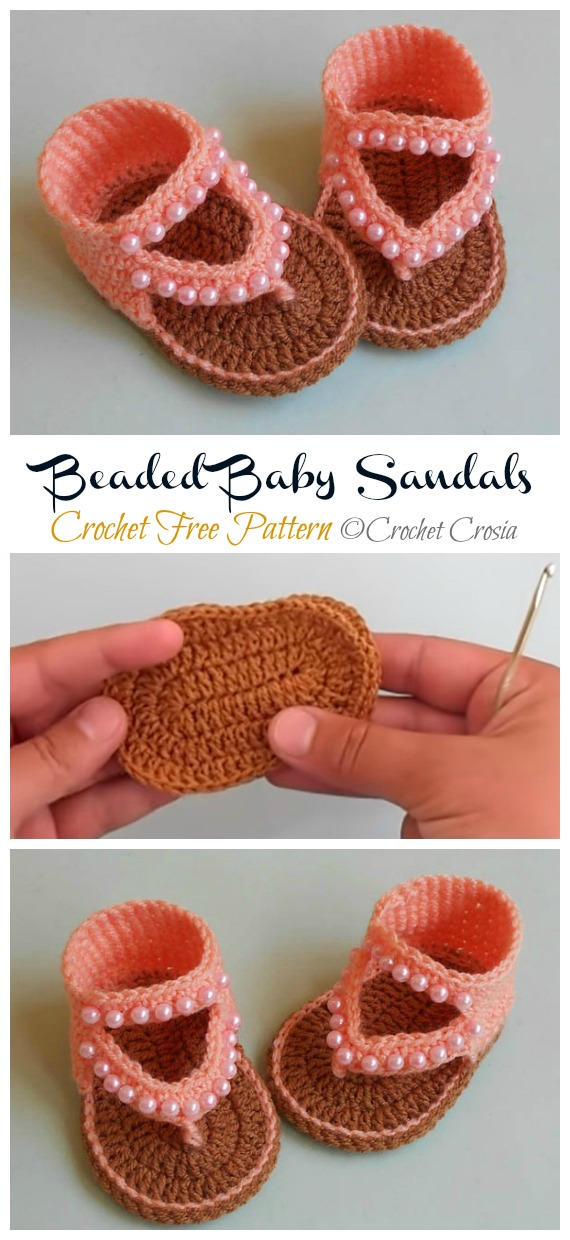 Beaded Baby Sandals Crochet Free Pattern [Video] - Baby #Booties; Free #Crochet; Patterns