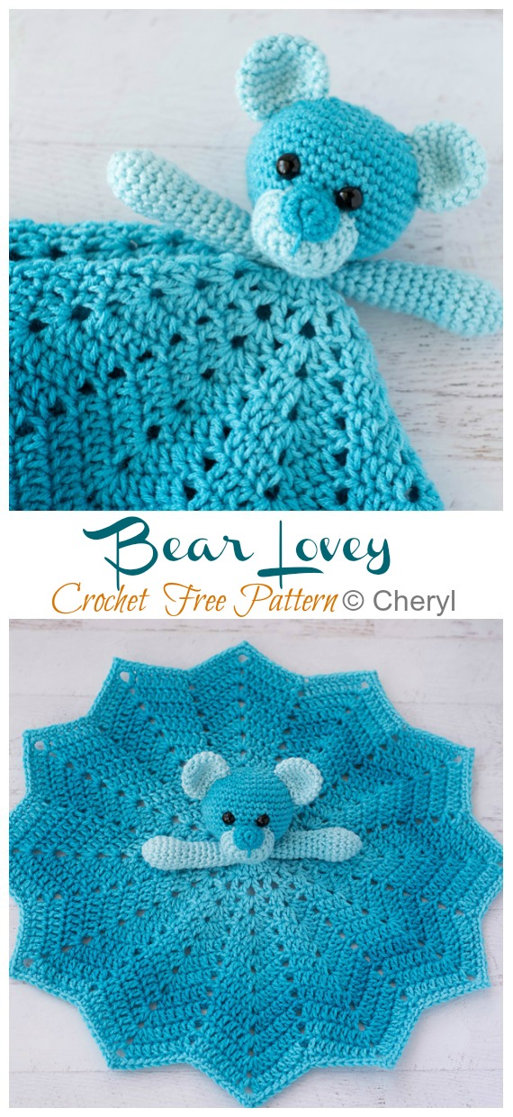 Bear Lovey Crochet Free Pattern - Baby #Lovey; #Blanket; Security Comforter Free #Crochet; Patterns