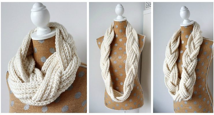 Braided Infinity Scarf Crochet Free Pattern - Infinity; #Scarf; Free #Crochet Patterns