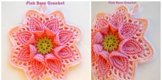 Calla Lily Flower Pot Holder Crochet Free Pattern - Hot Pad #Potholder; Free #Crochet; Pattern