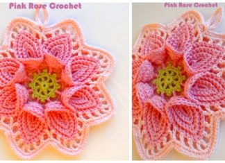 Calla Lily Flower Pot Holder Crochet Free Pattern - Hot Pad #Potholder; Free #Crochet; Pattern