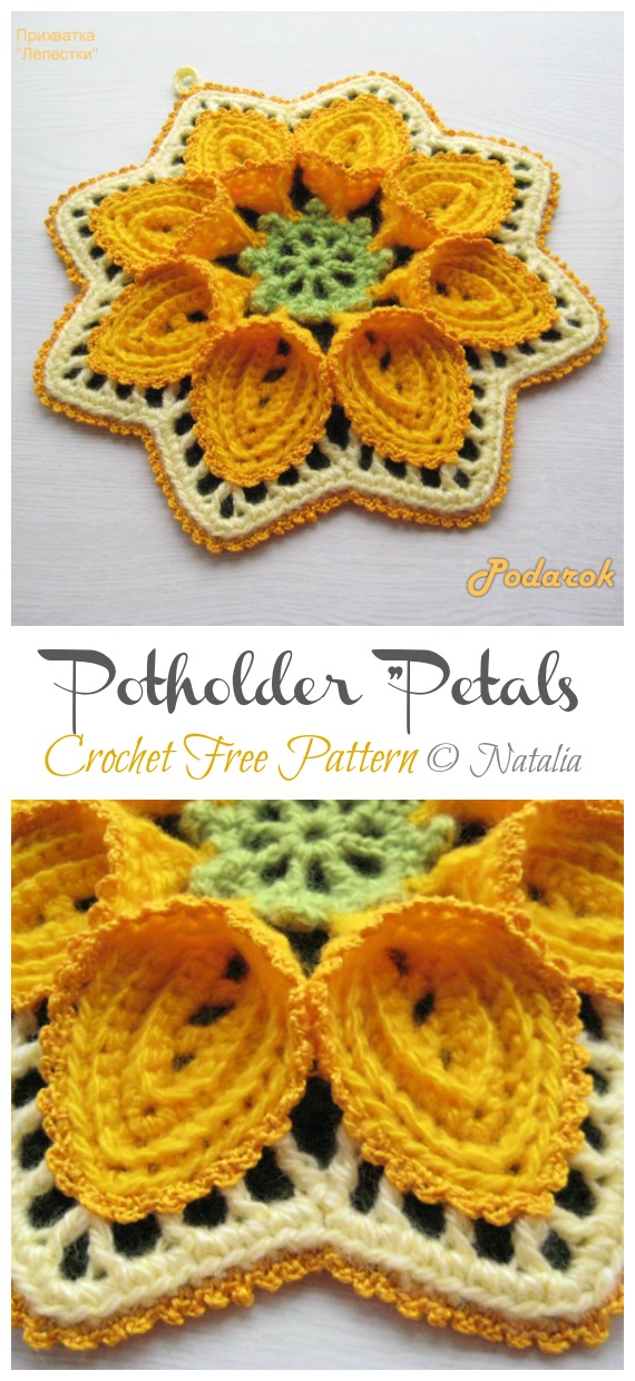 Calla Lily Flower Pot Holder Crochet Free Pattern - Hot Pad #Potholder; Free #Crochet; Pattern