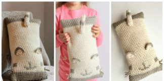 Cat Cuddler Travel Neck Pillow Crochet Free Pattern -Fun #Crochet Kids #Pillows Free Patterns