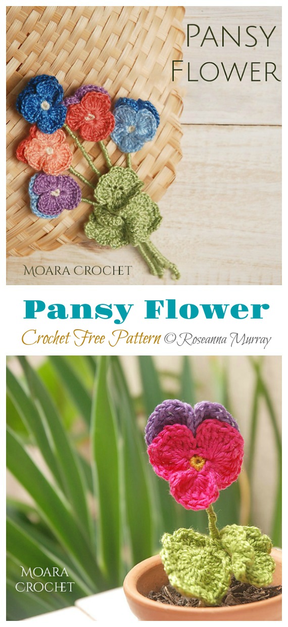 Pansy Flower Crochet Free Pattern - #Crochet; #Pansy; Flower Free Patterns 