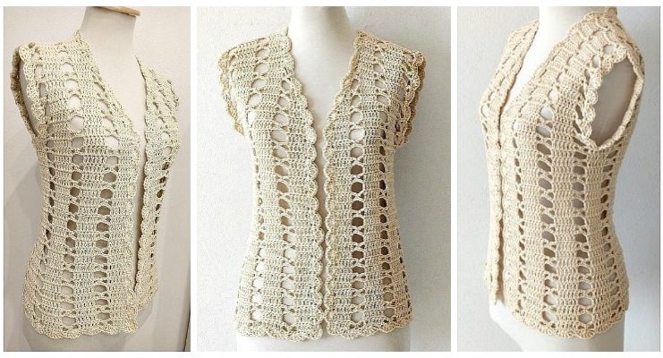 Easy Lace Summer Vest Crochet Free Pattern [Video] - Sweater #Vest; #Crochet; Free Patterns