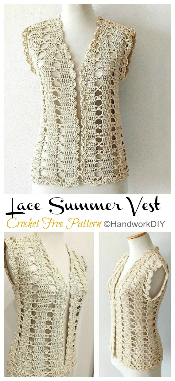 Easy Lace Summer Vest Crochet Free Pattern [Video] - Sweater #Vest; #Crochet; Free Patterns