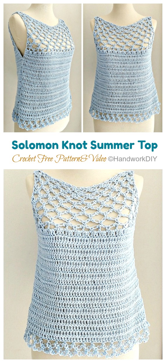 Solomon Knot Summer Top Crochet Free Pattern [Video