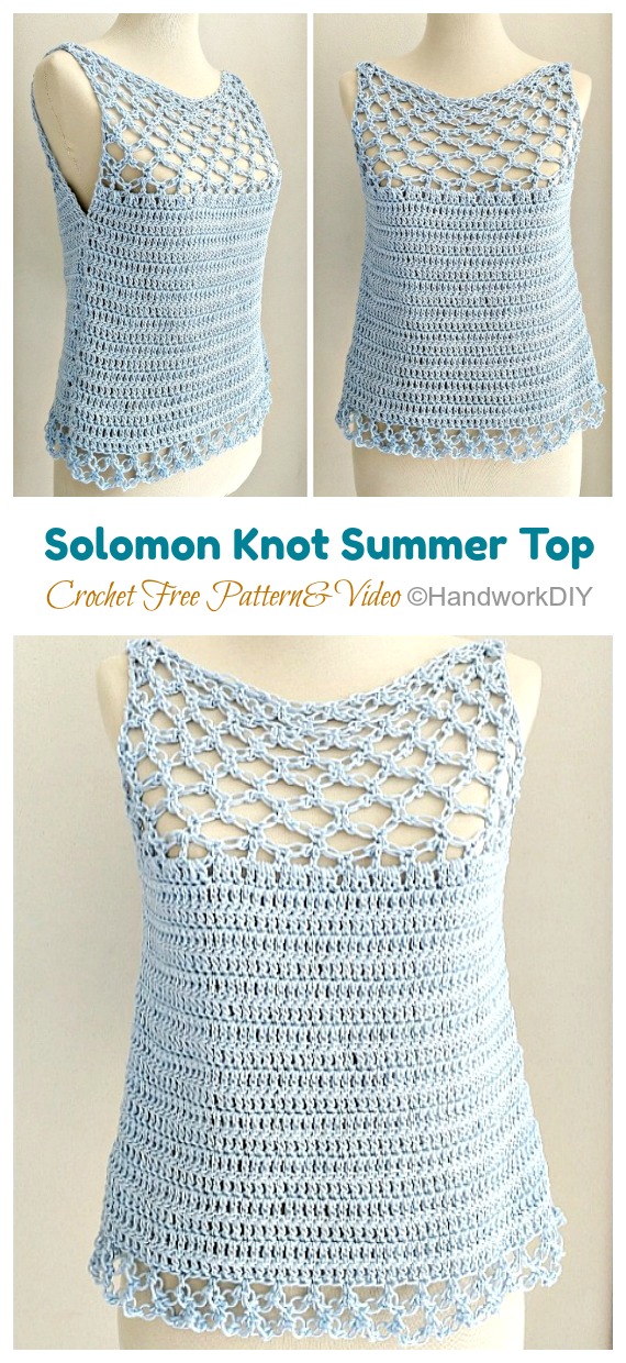 Solomon Knot Summer Top Crochet Free Pattern [Video] - Women Summer #Top Free #Crochet; Patterns