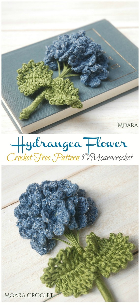 Hydrangea Flower Crochet Free Pattern- 3D Flower Free #Crochet; Patterns