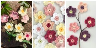 Easy Flower Motif Crochet Free Pattern - 3D Flower Free #Crochet; Patterns