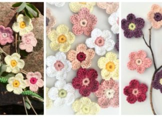 Easy Flower Motif Crochet Free Pattern - 3D Flower Free #Crochet; Patterns